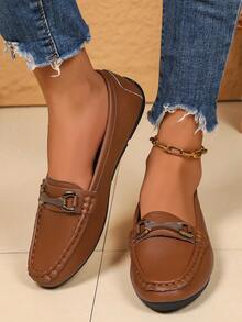 女士平底鞋，2025新款套脚休闲鞋，流苏百搭软底莫卡辛鞋，优雅时尚，轻便舒适平底鞋 - 棕色 - 查看 4