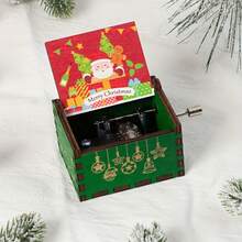 1个圣诞音乐盒，手持音乐盒，木质圣诞音乐盒，迷你复古雕刻音乐盒，圣诞装饰品，新年和圣诞节礼物，男女皆宜 - 彩色 - 查看 8