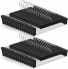 CASAMIEL 30 PCS Perchas para Pantalones, Perchas de 30.5cm con Clips Antideslizantes y Ajustables, Ganchos de Metal para Ropa, Bufanda, Pantalones y Faldas - 1 - Ver 5
