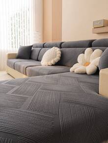 1 pieza Funda de sofá de unicolor y de felpa con cobertura completa, amigable con las mascotas, resistente a la suciedad, lavable, adecuada para todas las estaciones, decoración navideña y de Año Nuevo para el hogar, protector de sofá para sofás de 1/2/3/4 plazas