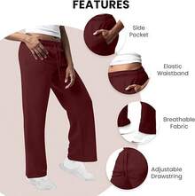 3 Pack Women's Wide Leg Sweatpants Workout And Yoga (Plus Sizes Available) ZQZF - Black / Med. Heather Grey / Burgundy - View 10