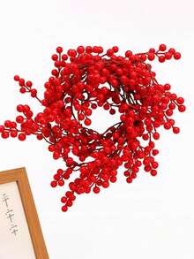 2 PIEZAS Guirnalda de bayas navideñas de 190 cm/74,8 pulgadas, decoración artificial para interiores y exteriores, puerta, chimenea, decoración flexible para invierno, Navidad, Año Nuevo, decoración para jardín, puerta principal, hogar, alféizar de ventana (bayas rojas)