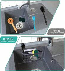 Estante para esponjas de fregadero de cocina, estante de lana de acero para cocina, estante para esponjas de fregadero, estante de almacenamiento para colocar jabón y esponjas - 2 - Ver 8