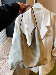 New Women's One Shoulder Crescent Bag, Large Capacity Mother-Child Tote Bag, Solid Color PU Denim Floral Pattern, Fashionable High-Quality Feel, Suitable For Travel, Shopping, Commuting, Versatile Handbag