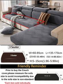 1 pieza Funda de sofá de unicolor y de felpa con cobertura completa, amigable con las mascotas, resistente a la suciedad, lavable, adecuada para todas las estaciones, decoración navideña y de Año Nuevo para el hogar, protector de sofá para sofás de 1/2/3/4 plazas