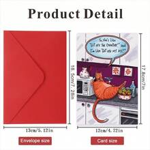 1pc Funny Cat Birthday Greeting Card- Cartoon Patterned Paper Card For Friends And Family,Creative Birthday Cake Design,Ideal Gift,Funny Greeting Card,Birthday Greeting Card,Best Gift Greeting Card For Brothers And Friends,Paper Material,No Electricity Needed,General Fit,Miss You,Congratulations,For Birthday,Anniversary