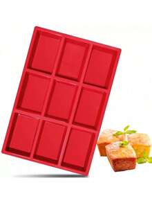 1 件 9 腔红色矩形面包烤盘、硅胶模具、蛋糕模具、硅胶模具、厨房配件、蛋糕模具、不粘耐热、圣诞派对烘焙工具、DIY 面包糕点制作 - 彩色 - 查看 11