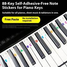 1pc Piano Notes Guide For Beginners, Easy To Install & Remove Piano Keyboard Note Labels, Thick Paper For 61/88 Keys Full Size, Removable With No Stickers Needed, New 2026 Gift For Boys, Girls, Birthday, Christmas - Multicolor - View 6