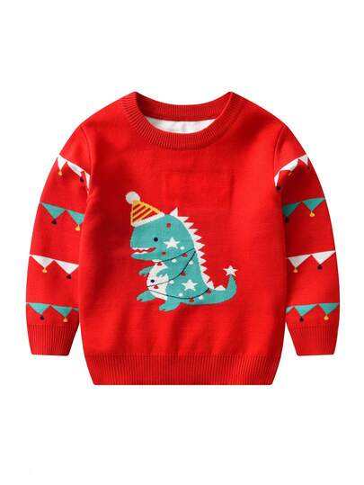 Suéter con estampado de dinosaurio de dibujos animados para niño, para Navidad