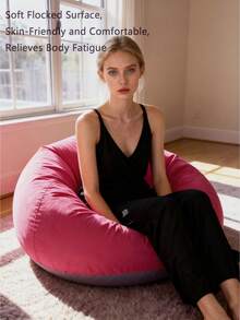 1pc Inflatable Bean Bag Chair - Portable Foldable Single Seater Slouchy Sofa, With Plush Wool, No Assembly Required, Mixed Color For Indoor/Outdoor Use, Camping And Home Relaxation, Inflatable Furniture, Indoor Relaxation, Modern Decor, Durable Plastic, Inflatable Camping Sofa, Inflatable Chair, Inflatable Bed, Air Sofa, Inflatable Armchair/Cinema Chair, Room Compressed Foam Armchair, Soft Armchair, Living Room Armchair, Living Room Sofa, Slouchy Sofa, Sofa, Bean Bag - Multicolor - View 15