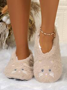 Women's Winter Indoor Slippers, Fashionable Thermal Lining, Warm & Quiet Indoor Casual Flat Shoes