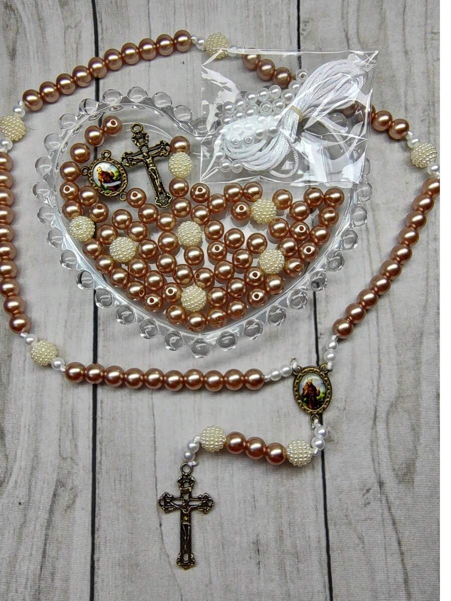 Alice's affection Rosary Assembly Kit With Casting And Resin For Adults, Jewelry, And Religious Items - Rust Brown - View 1