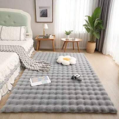 1 Stück weiches & flauschiges einfarbiges graues Kunstfell Teppich, plüschiger komfortabler Teppich, minimalistisch & elegant, geeignet für Sofakissen, Stuhlsitz, Schlafzimmer Bettkante, Innenraum Wohnzimmer & Schlafzimmer Dekoration, bester Winterhome Dekor Teppich für Wohnzimmer, Schlafzimmer, Bettkante, Sofa, Schrank Küche