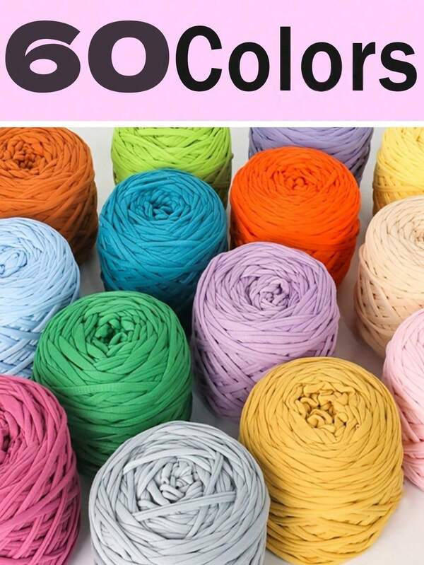 1/2pcs T-Shirt Yarn, Large 300g ± 20g T-Shirt Yarn Roll - 2cm Wide, Woven Fabric Knitted Yarn, Soft & Versatile For DIY Crafts, Used For Crocheting And Knitting Bags, Cushions, Dolls, Blankets, Slippers, Handicraft Crochet Projects, Available In Multiple Colors, Multicolor Yarn | Polyester Yarn | Acrylic Yarn | Crochet Yarn | Crafting Yarn | Vibrant Yarn Balls | Versatile Crafting Material, Knitting Accessories And Supplies