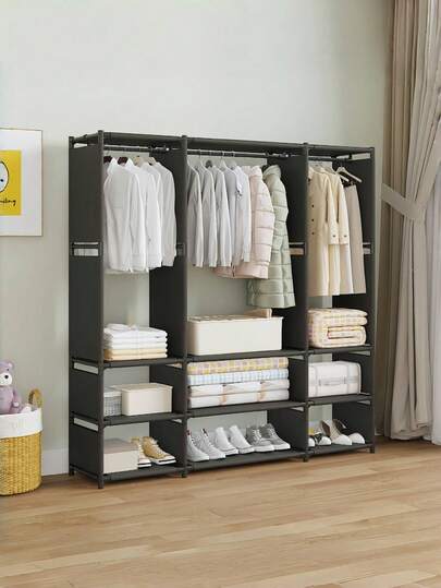 1pc Portable Closet, Multifunctional Fashion Wardrobe, Dust-Proof, Freestanding Display, Floor Assembly Storage Rack, Storage Cabinet, Bedroom Living Room Home, Holiday Gift, Christmas Gift, Children's Gift