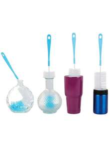 3 Pieces Long-Handled Glass Bottle Brush Set, Kitchen Glass Bottle Cleaning Brush, Milk Bottle And Tea Cup Washer, Electricity-Free Manual Cleaning Tool - Multicolor - View 8