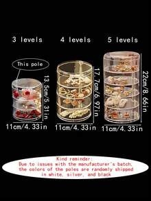 1pc 3/4/5 Tier 360° Rotating Acrylic Jewelry Box, Transparent Rotating Jewelry Organizer, Jewelry Stand, Large Capacity Makeup Storage Rack, Multi-Functional Storage Shelf, Women Transparent Storage Cabinet, Travel Essential Gift, Suitable For Hair Accessories, Earrings, Bracelets, Necklaces, Jewelry Box, Valentine's Day Gift, Halloween Gift, Back To School Gift, Back To School Essential - Clear - View 4