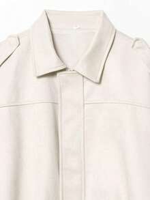 DEEKA Casual Versatile Suede-Like Bomber Jacket For Women, Spring/Autumn - Beige - View 3