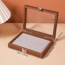 1 PC Jewelry Organizer Wooden Velvet Jewelry Tray Organizer Felt Jewelry Box Tray Holder With Clear Lid Storage Jewelry Tray Box For Necklace Stone Earring Bracelet Display Storage Organizer Box