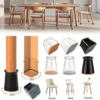 20 Pieces Non-Slip Furniture Leg Protector, Silicone Chair Leg Protector With Felt, Scratch-Resistant And Noise-Reducing Floor Protector Set, Chair Leg Cap To Prevent Hardwood And Tile Floor Scratches, Easy To Install Without Tools