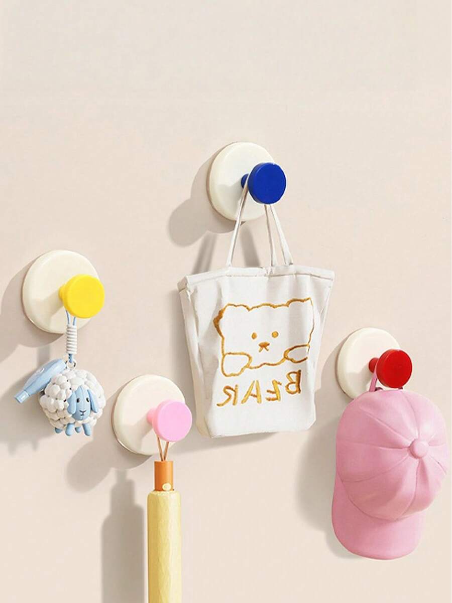 1 cái/2 cái/4 cái Móc cửa hút, keo dính chịu lực mạnh, không cần khoan lỗ, đặt chìa khóa ở lối vào, đặt đồ tạo tác, đặt mũ và dán đồ vật - Nhiều màu - Xem 1