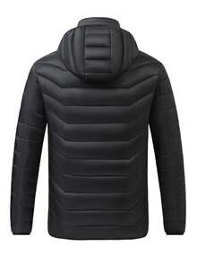 Men's Heated Clothing, Winter Warm Jacket, 21-Zone Multi-Directional Heating System, Recommended For Outdoor Cycling And Skiing, Casual, Fashionable And Popular Style, Winter Warmth, USB Power Supply, Without Power Bank - 黑色 - 查看 8