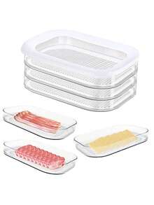 Ensemble de boîtes de conservation d'aliments pour animaux de compagnie scellées, boîte de conservation fraîche transparente à plusieurs couches avec couvercle, boîte à bacon pour animaux de compagnie, organisateur de réfrigérateur, boîte-repas hermétique pour réfrigérateur, boîte de conservation des aliments, boîte d'emballage pour viande/aliments surgelés réutilisable, boîte de portion transparente, boîte de rangement pour fruits et légumes, accessoires de cuisine, articles de première nécessité, fournitures de cuisine, convient aux passionnés de cuisine, boîte de rangement de cuisine