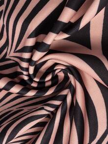 Women's Sexy Geometric Print Long Sleeve Crop Top And Flare Pants Set, Medium Stretch Party Two Pieces Outfit - Pink - View 6