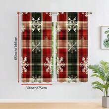 ستارتان بنمط المربعات والثلوج الخاصة بالكريسماس، قماش مرشح للضوء، ديكور نافذة شتوي ريفي للأعياد، جيب للعصا