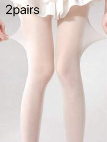 1 Pair Women's Ultra-Thin White Facial Mask Stockings, Sheer Tights, Ballet Style Tights For Summer, Cozy - White - View 8