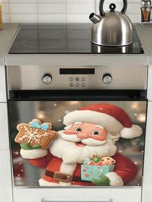 1 pezzo Adesivo decorativo di Babbo Natale per forno/frigorifero/porta - Autoadesivo, impermeabile e senza residui, adatto per cucina, armadi, finestre - Disegno regalo rosso, verde e bianco - Decorazione natalizia per la casa, adesivi rimovibili, tema natalizio, decorazione cucina