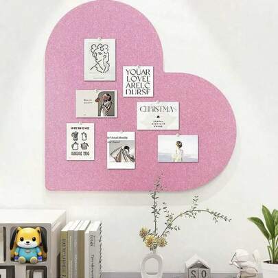 53x53cm Heart-Shaped Decor Board, Multi-Purpose Photo Display Board, Office & Home Felt Message Board, No-Drill Display Board Backdrop, Multi-Purpose Message Board, Suitable For Home, Study, Office, Valentine's Day Decor, Christmas & New Year Decor, Photo Display, Message Board