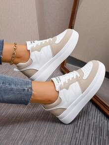 运动圆头高帮滑板鞋，户外运动跑步鞋，女式坡跟厚底运动鞋