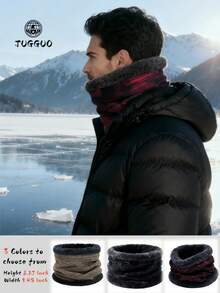 TUGGUO Men's Winter Fleece-Lined Snood Scarf - 3 Colors Warm Knitted Neck Warmer, Thickened Cold Weather Neck Gaiter For Outdoor Skiing Hiking, Stylish & Cozy Neckwear By TUGGUO