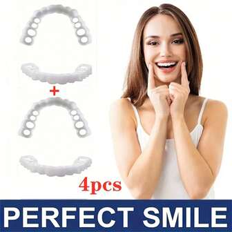 4pcs Newly Upgraded High-Quality Dentures Are Suitable For Friends With Dental Problems To Easily Have Smile. Halloween Funny Dentures Are Gifts For Parents