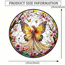8-Inch 2D Flat Sunlit Fairy Hanging Decor - Valentine's Gift, Acrylic Stained Glass Window Ornament, Floral & Butterfly Themed For Bedroom, Porch, Garden | Ideal Gift For Friends And Family - Multicolor - View 9