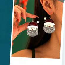 Christmas Themed Cartoon Earrings From Europe And America, Fashionable And Versatile, With Diamond Studded Santa Claus And Snowman Earrings And Earrings
