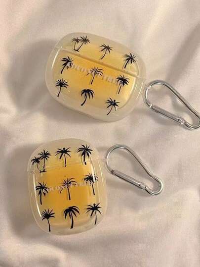 Coconut Tree Design Apple Wireless Earphone Anti-Drop Protective Case Suitable For AirPods Wireless Earphone Case, Scratch-Resistant And Anti-Fall