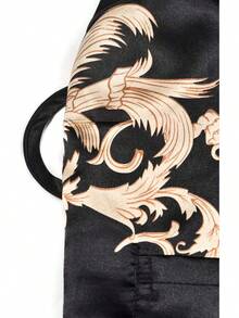 DandyChic Women's Long Floral Satin Robes Imitation Silk Sleepwear Bridal Dressing Gown For Bridesmaid Nightgownhalloween - Blue Red Floral - 查看 4