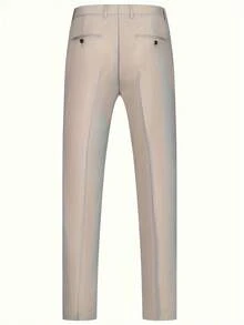 Men's Suit Elegant Men's Three-Piece Suit, Suitable As A Wedding Suit Or Business Suit. It Includes A Shawl Collar Suit Jacket, A Waistcoat And Matching Trousers, Featuring A Business Casual Style With A Solid Color, Simple And Sophisticated Design. Ideal For Occasions Such As Daily Casual Wear, Holiday Events, Business Settings, Weddings, Dances, And Commuting To Work, It Also Makes An Excellent Gift For Boyfriends Or Husbands. - 米色 - 查看 8