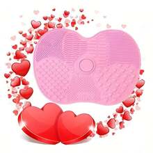 Pink Silicone Scrubbing Pad, Apple-Shaped Beauty Cleaning With Suction Cup, Can Make Your Makeup Brushes Look Brand New, Easy To Carry, Best Product For Women/Girlfriend/Wife - Multicolor - View 3