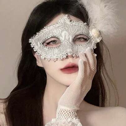 1件装女士性感蕾丝面具，成人派对、化装舞会、万圣节性感装饰面具，适合服装派对、化装舞会、表演、情人节和其他场合