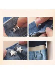 1 Paar/2 Paar Sternform Jeans Knöpfe, Hosen Taillengurt, einstellbare Gürtelschnallen Sets, ohne Nähen und ohne Werkzeuge abnehmbare dekorative Gürtelschnallen, Jeans Knöpfe Pins für weite Jeans, Hosen