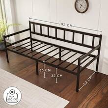 Cama Divan con Altura de 35 - Camas Individuales 90x190 - Somier Sofa con Base par Colchón 90x190 - Divan Cama de Metal Negro