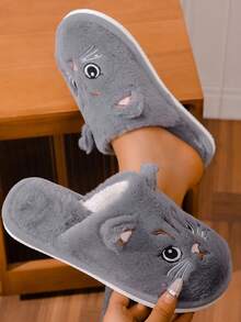 1 Pair Teenage Cat Design EVA Warm & Comfortable Indoor Slippers, Autumn/Winter
