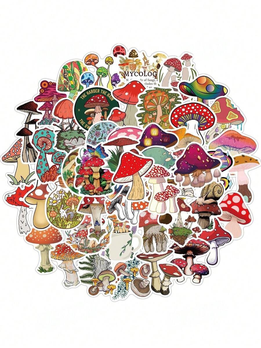 Cartoon Mushroom Graffiti Stickers - Creative Cute Waterproof Graffiti Stickers For Luggage & Water Cup Decoration