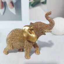 树脂大象装饰雕像，采用珠子和亮片精心制作，非常适合架子、客厅、橱柜装饰、桌面大象装饰 - 點珠象 - 查看 10