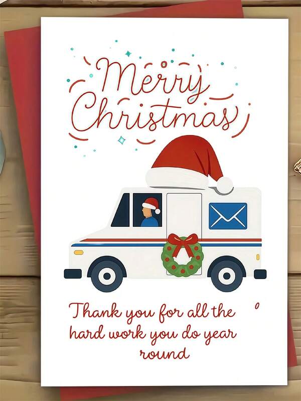 (1pc) Christmas Greeting Card To Appreciate Postal Workers And Delivery Heroes (Thank You Cards For Halloween, Christmas, Birthdays, Good Luck, Weddings, Essential Items), Stocking Christmas Card, Big, Thank You Card, Wedding Card, Greeting Card, Card With Envelope