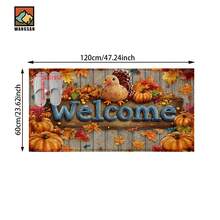 1 buc. Covoraș antiderapant cu model de curcan și dovleac de toamnă pentru Ziua Recunoștinței, covoraș antiderapant din fibră super, potrivit pentru decorarea petrecerilor de sărbători, bucătărie, baie, sufragerie, dormitor, poate fi oferit cadou de Ziua Recunoștinței
