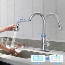 PERRYHOME Grifo de Cocina de acero inoxidable 304, 360 ° Grifo para Fregadero de Cocina de Agua Caliente y Fría Llave, Mezclador de Fregadero de Cocina con Pulverizador Desplegable - pago - Ver 2